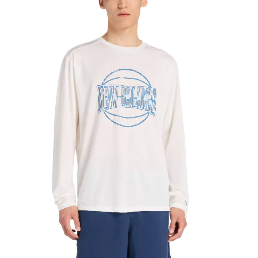 New Balance New Balance T Shirts Men's White Crew Neck Moderate Straight Fit