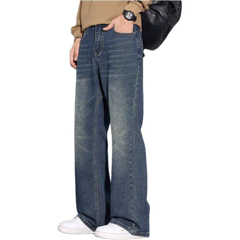 Tonlion Jeans Unisex Vintage Blue Moderate Straight Fit Pants