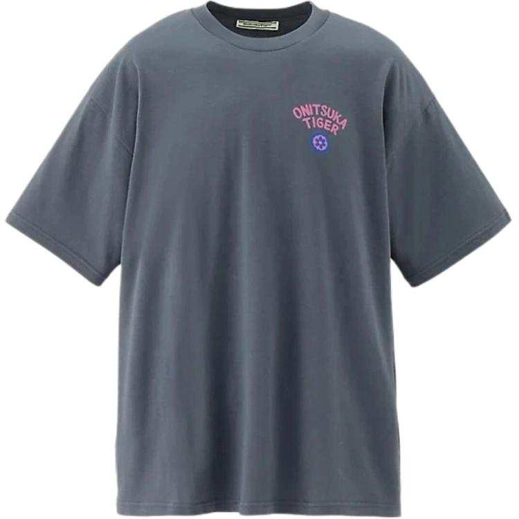 Onitsuka Tiger T Shirts Unisex Blue Gray Crew Neck