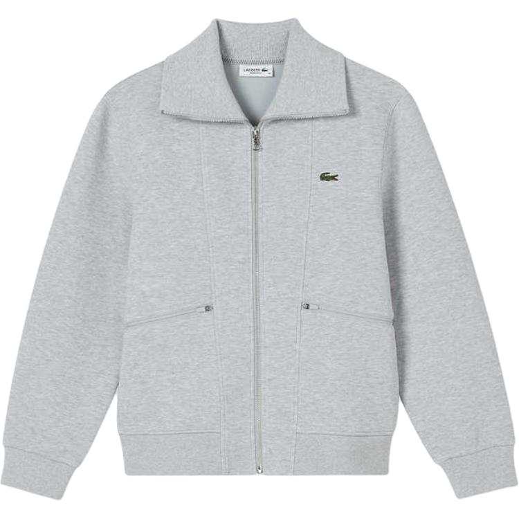 LACOSTE Sweatshirts Women's CCA/Silver Gray Lapel Moderate Cardigan