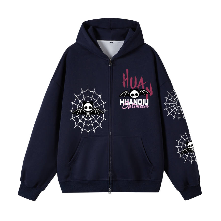 HUANQIU Sweatshirts Unisex Hooded Moderate Cardigan