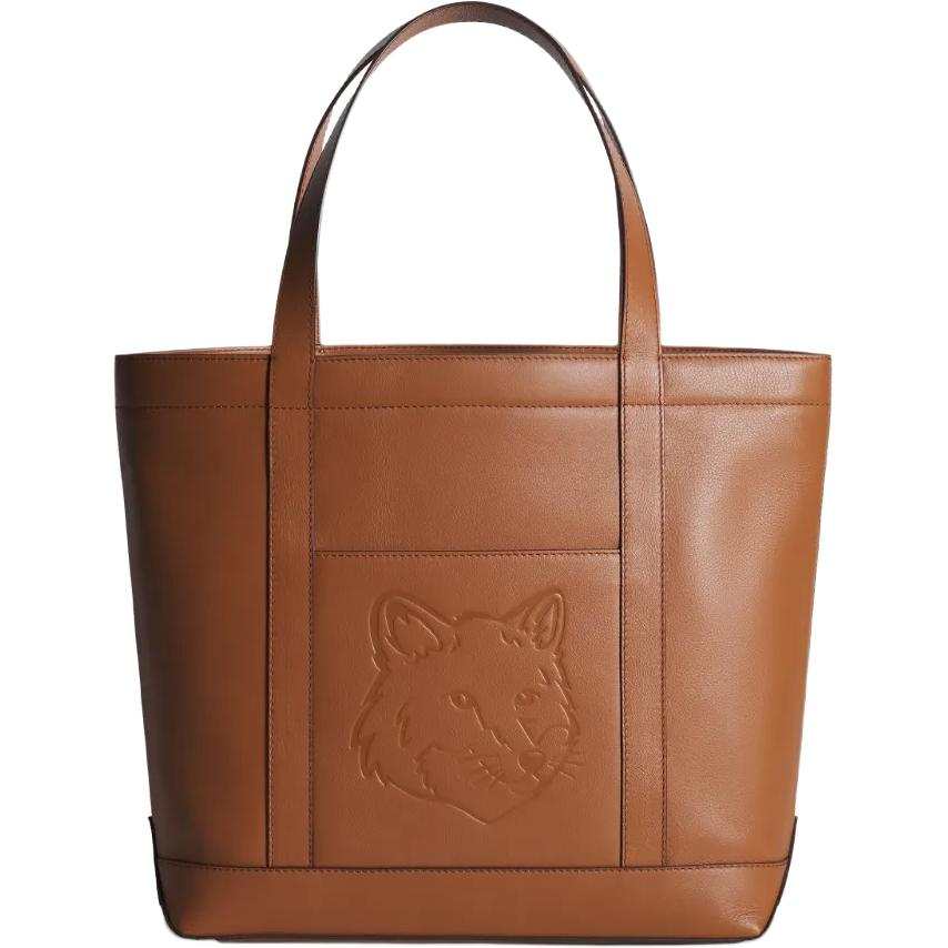 Maison Kitsune Cow Leather Handbag Medium Women's Brown