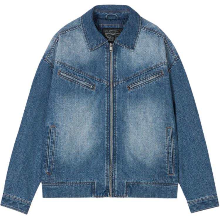 Levis Levis Denim Jackets Unisex Dark Blue Lapel Moderate Straight Fit
