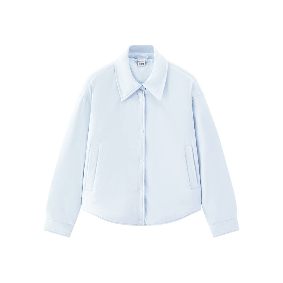 Semir Puffer Jackets Women's Lapel Thin Puffer Shirt Jacket