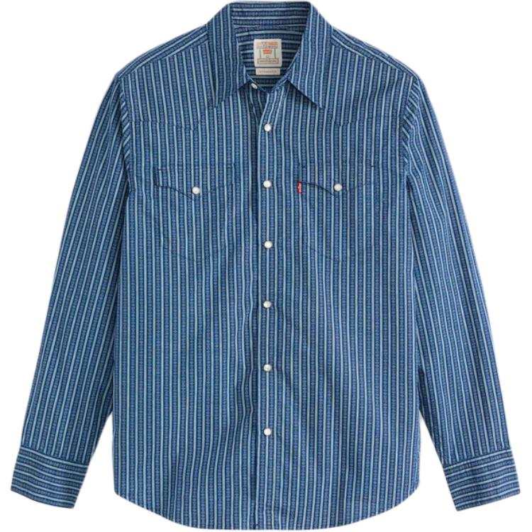 Levis Levis Shirts Men's Blue Pointed Collar Moderate Denim