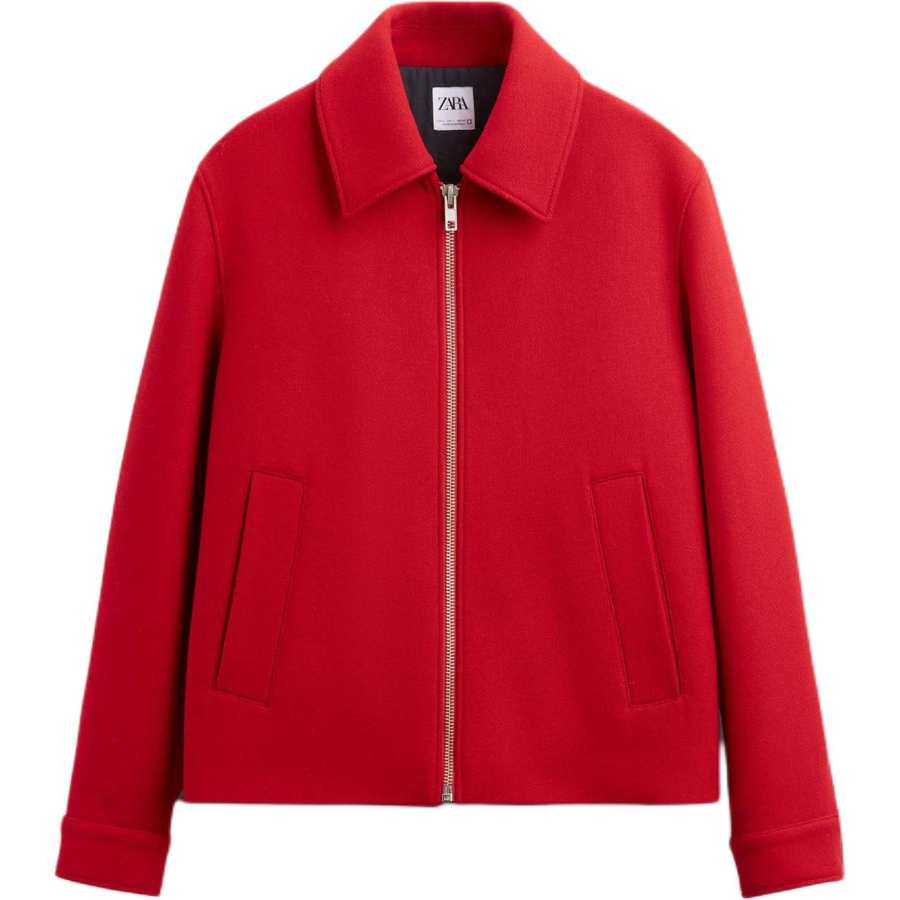 ZARA Jackets Men's Red Lapel Moderate Other