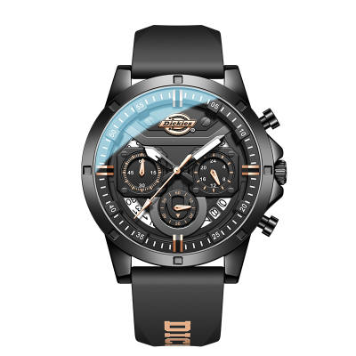 Dickies Free Engraving Custom Photo Wrist Watches Quartz Movement Silicone Strap Black Dial Men's Watches