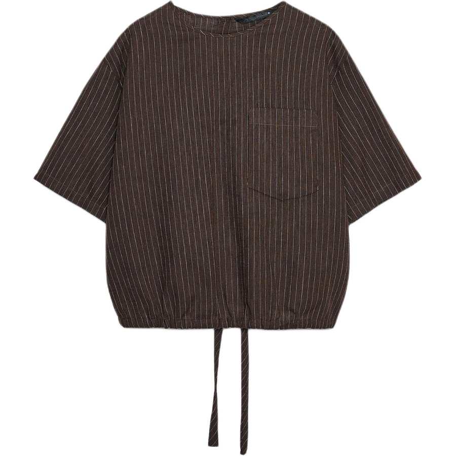 ZARA ZW T Shirts Women's Brown/Nude Crew Neck Moderate