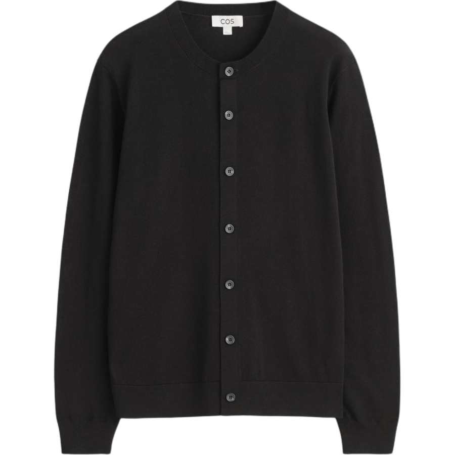 COS Knitwear Men's Black Crew Neck Moderate Cardigan