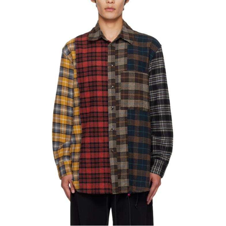 Song For The Mute color-block check shirt