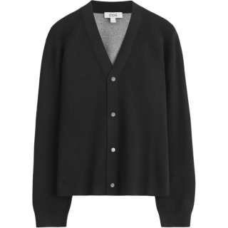 COS Knitwear Men's Black V Neck Moderate Cardigan