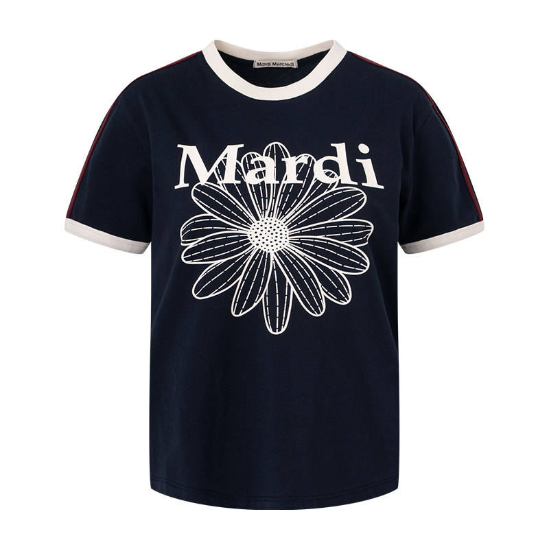 MARDI MERCREDI SS25 T Shirt Women's Marine Ivory White Korean Style