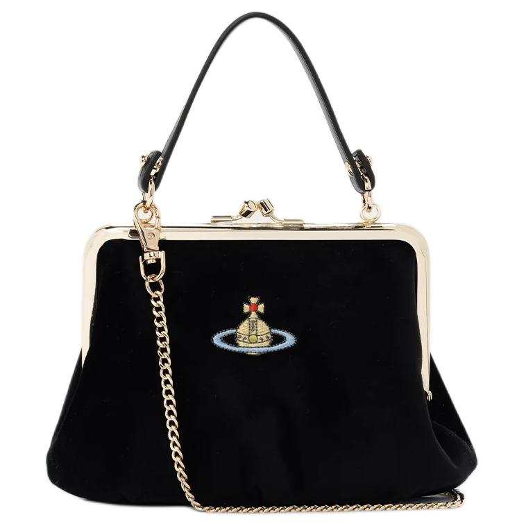 Vivienne Westwood Granny Frame Velvet Handbag Women's Black