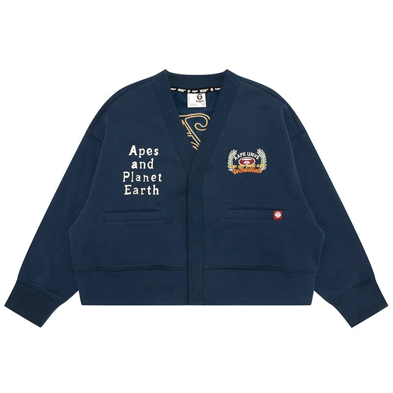 Aape Sweatshirts Women's Navy Blue NYX V Neck Moderate Cardigan