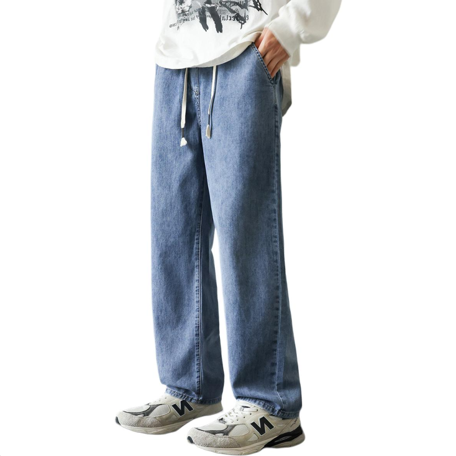 Tonlion Jeans Unisex Light Blue Moderate Straight Fit Pants