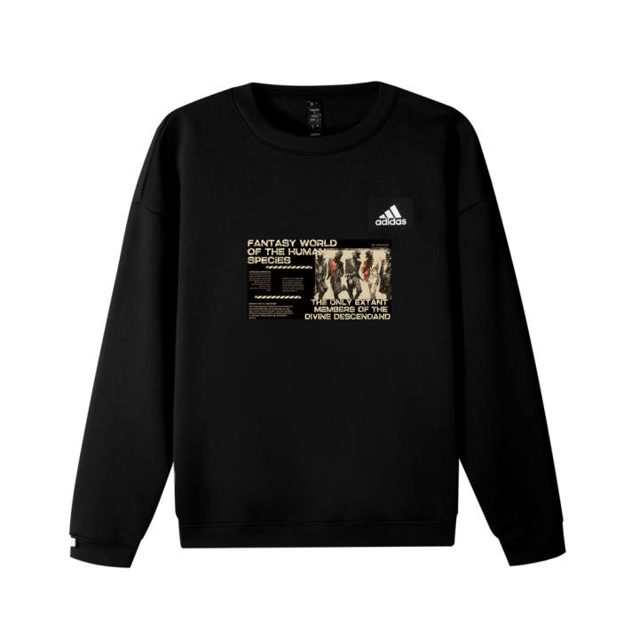 Adidas Adidas Fleece Lined Step Strap VLABEL Logo Printed Pattern Crew Neck Pullover Long Sleeved Sweatshirt Unisex Black