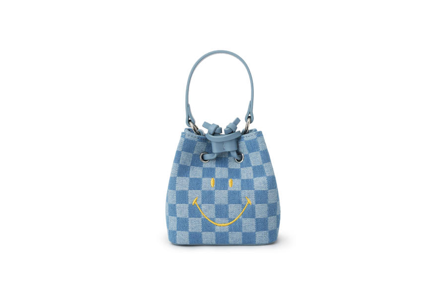Lee Lee PU, Textile Mixture Handbag Regular Women's Blue Plaid