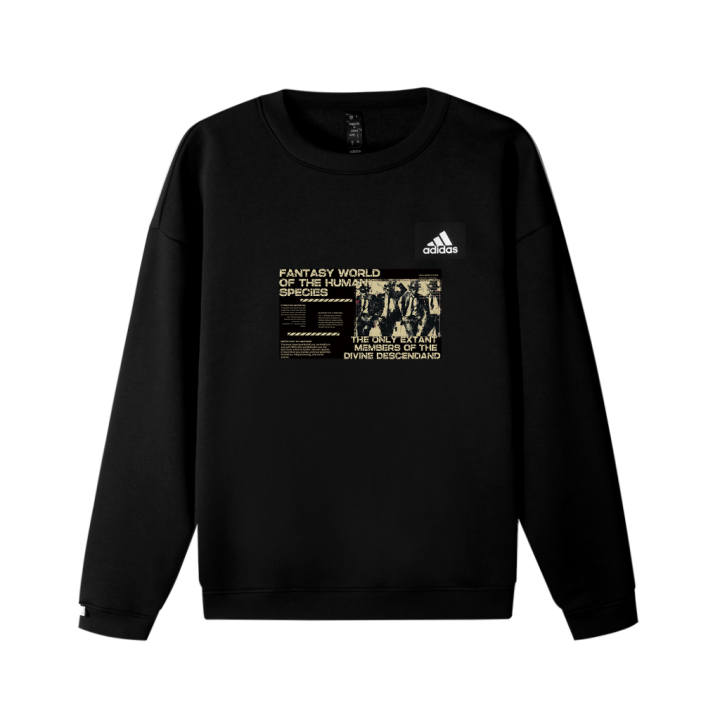 Adidas Adidas Fleece Lined Dancing Person VLABEL Logo Printed Pattern Crew Neck Pullover Long Sleeved Sweatshirt Unisex Black
