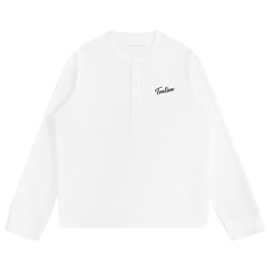 Tonlion T Shirts Unisex Henry Collar Moderate Straight Fit