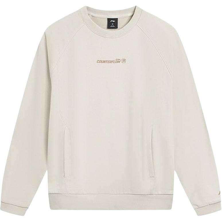 Li-Ning Li Ning Sweatshirts Women's Beige Apricot Crew Neck Moderate