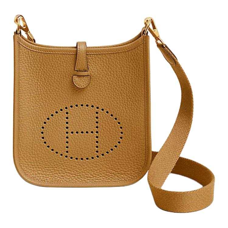 HERMES Evelyne Clemence Bullock Leather Crossbody Bag, Shoulder Bag 16 Women's 4B Biscuit Cookie