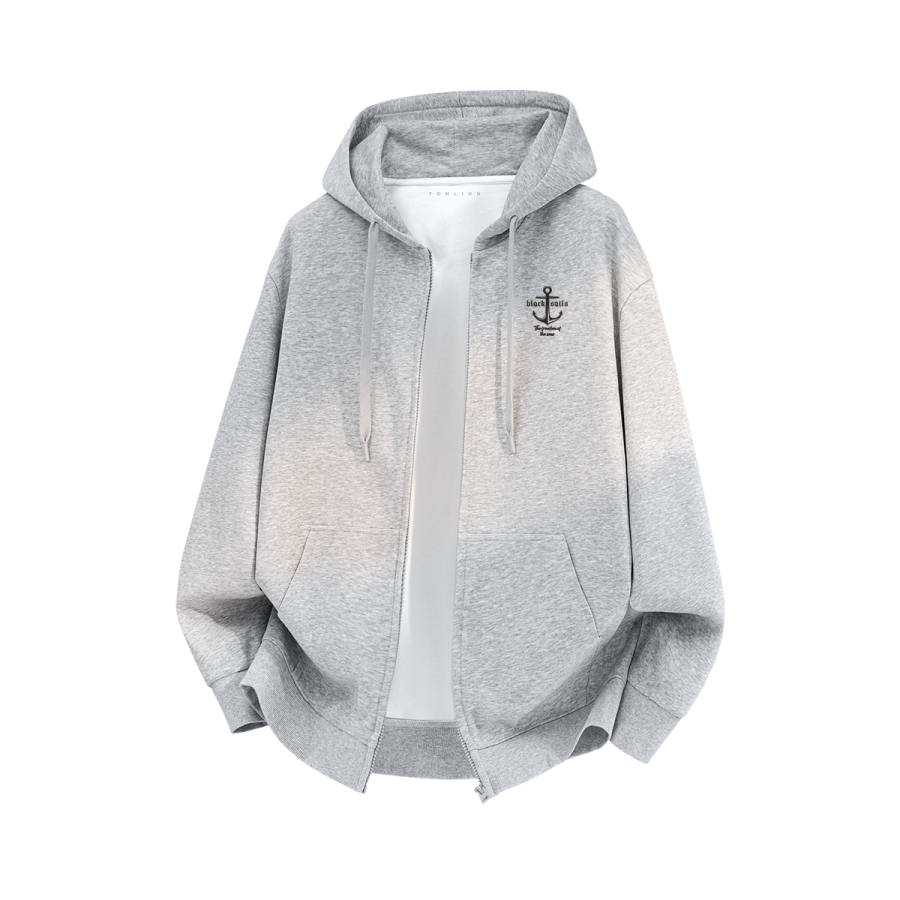 Tonlion Sweatshirts Unisex Hooded Moderate Cardigan