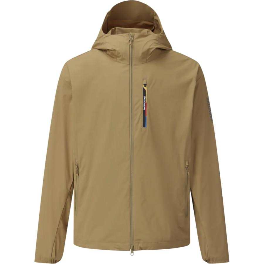 SALOMON Jackets Men's Tan Hooded Non Detachable Moderate Straight Fit