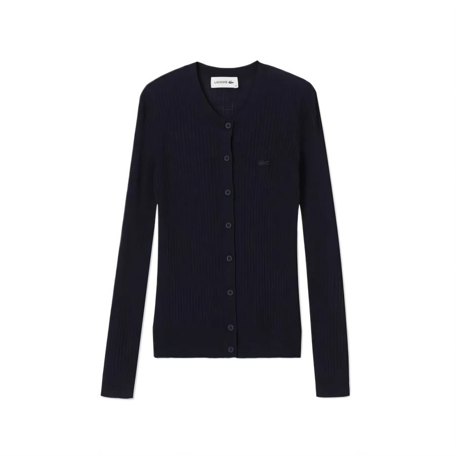 LACOSTE Lacoste ribbed buttoned cardigan