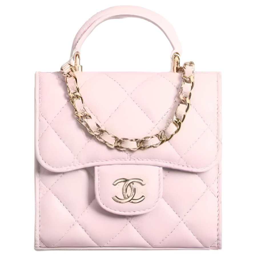 CHANEL Lambskin Clutch Women's Pink