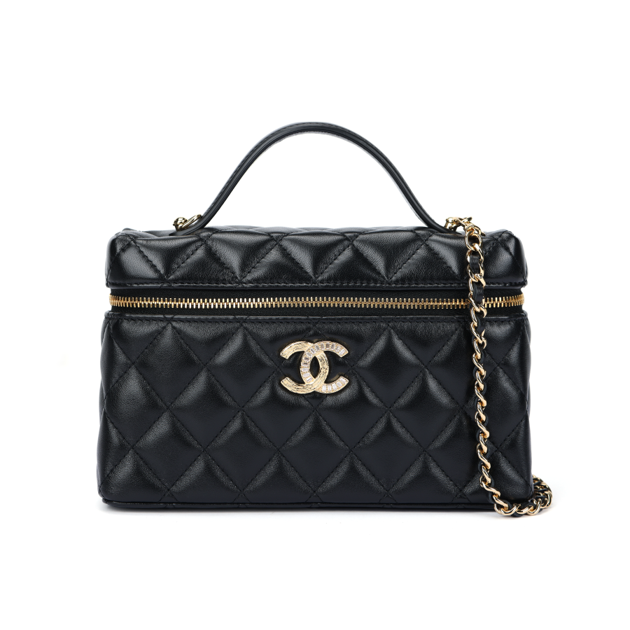 CHANEL Sheepskin Material Gold Metal Shoulder Bag, Crossbody Bag, Handbag Women's Black
