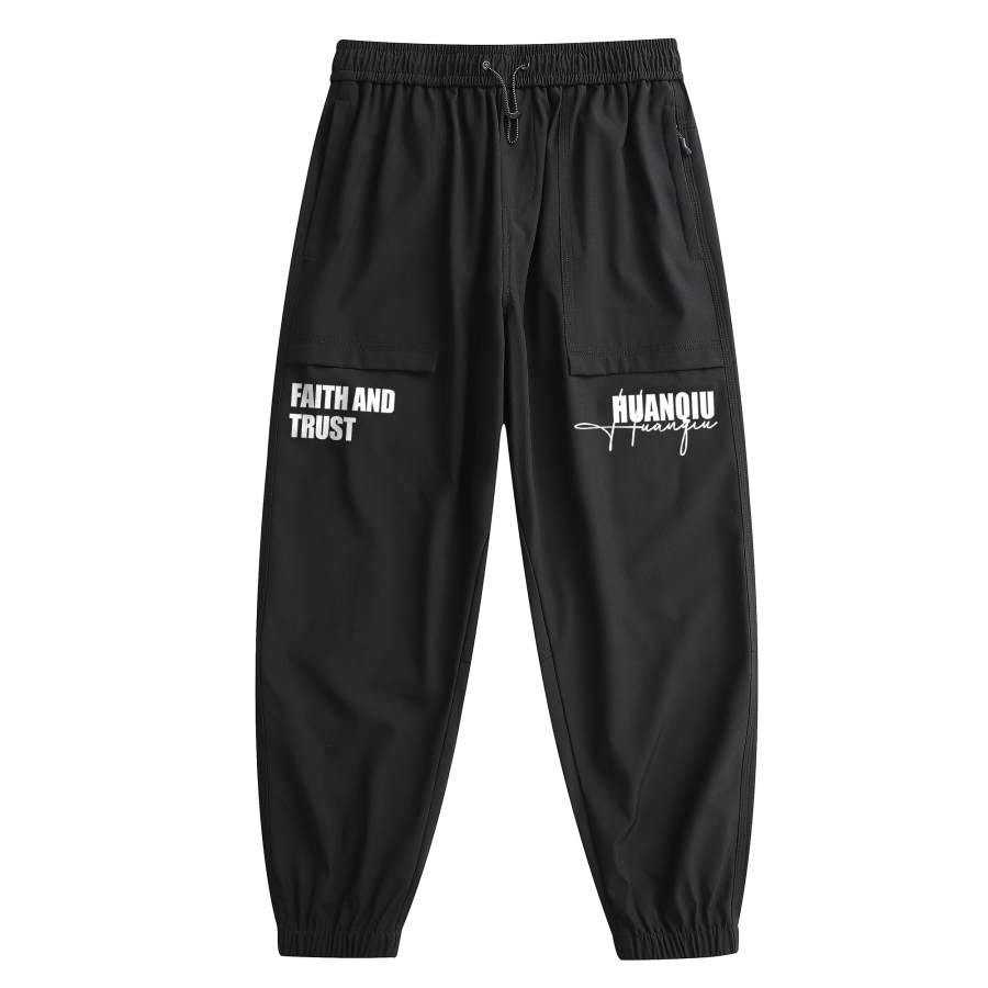 HUANQIU Casual Pants Unisex Moderate Cuffed Pants