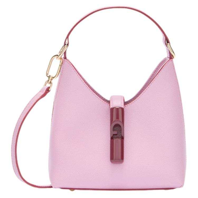 Furla Cow Leather Hobo Bag Handbag Mini Women's Cherry Blossom Pink