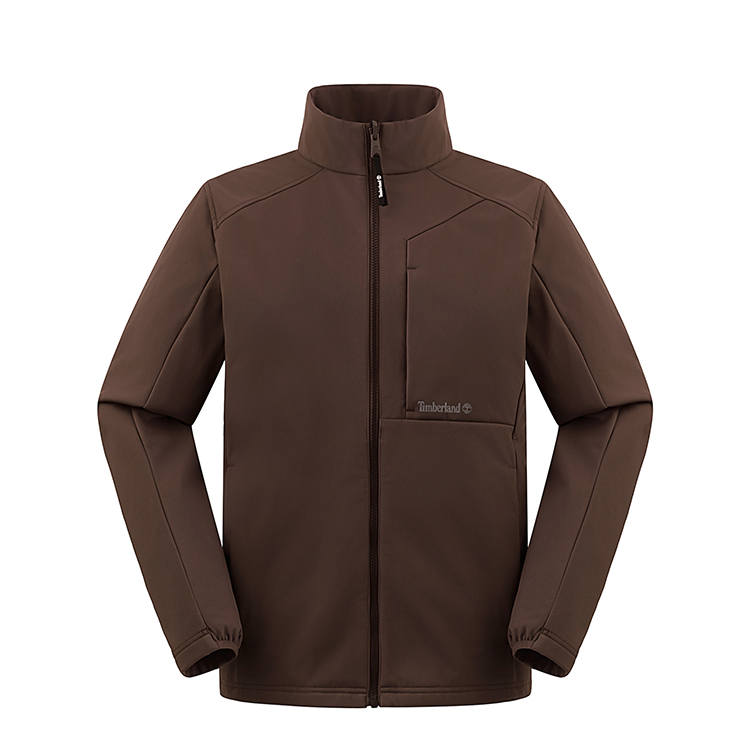 Timberland Jackets Men's Chocolate Brown Stand Collar Moderate Soft Shell