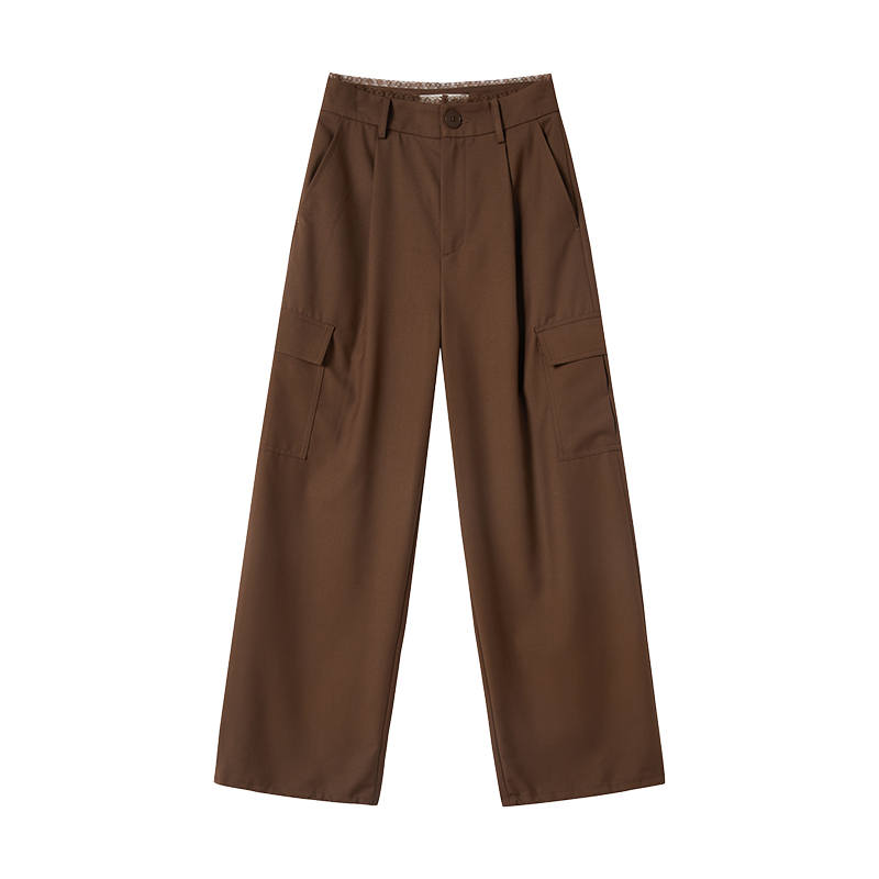 XIANGYING Cargo Pants Women's Coffee Moderate Wide Leg Pants