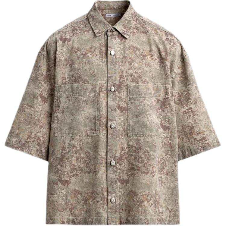 ZARA ZARA Shirts Men's Print Lapel Moderate