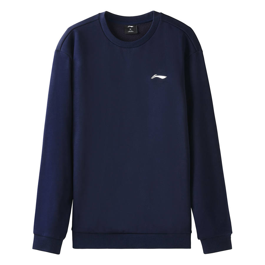 Li-Ning Li Ning Sweatshirts Unisex Ink Blue Crew Neck Moderate Cardigan