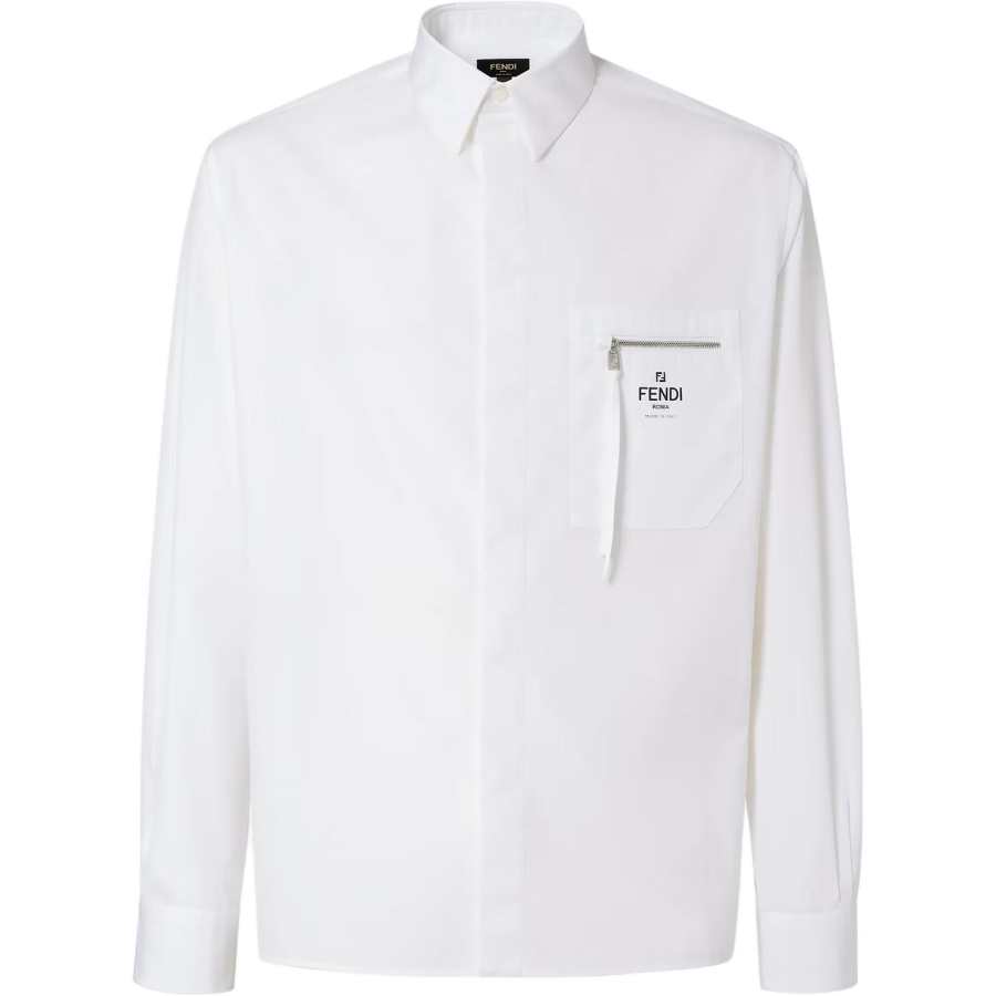 FENDI Zip Pocket Logo Printed Shirt