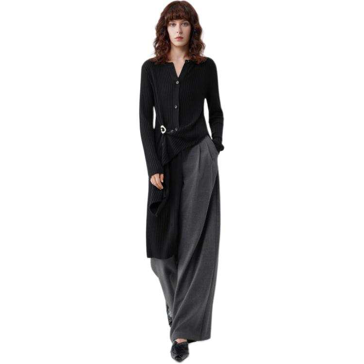 ELLE Knitwear Women's Black Moderate Cardigan