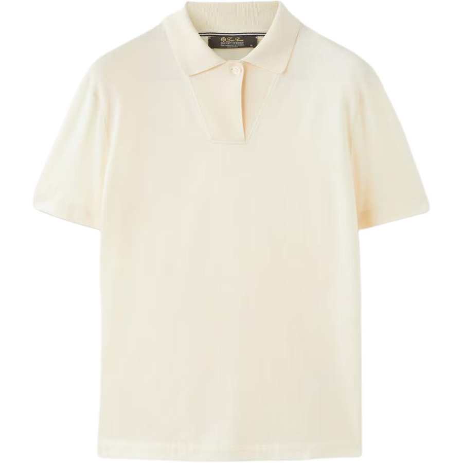 Loro Piana Polo Shirts Women's White Carrot Polo Collar Moderate Straight Fit