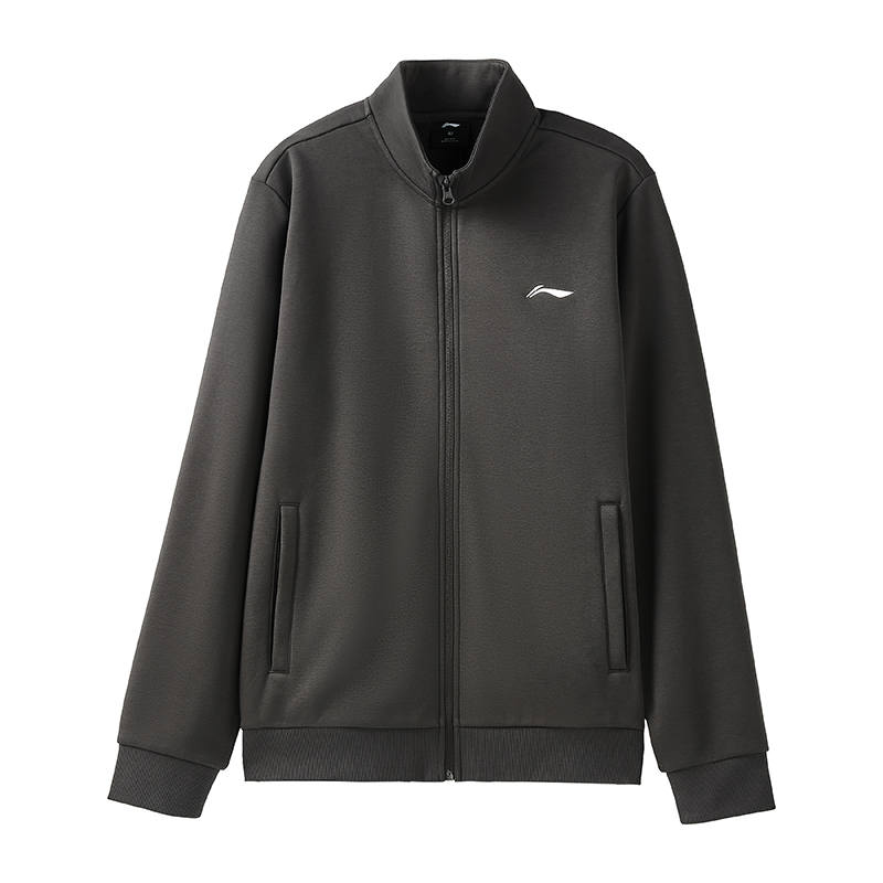Li-Ning Li Ning Sweatshirts Unisex Obsidian Gray Crew Neck Moderate Cardigan