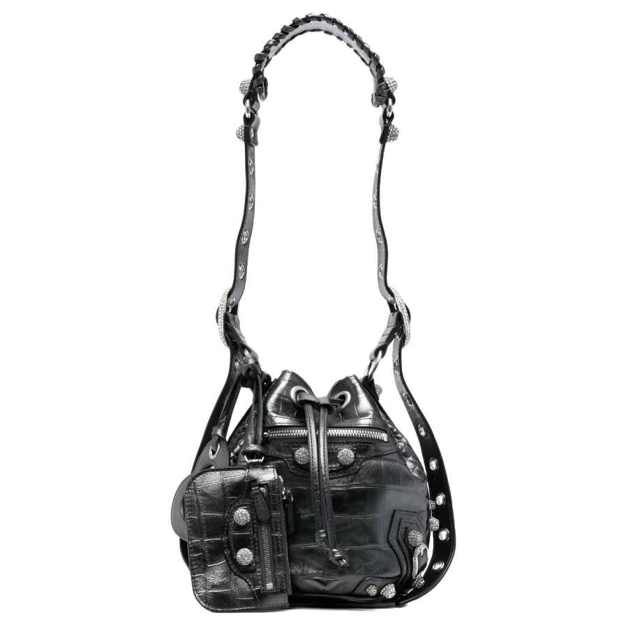 Balenciaga Le Cagole Calfskin Bucket Bags Crossbody Bag, Shoulder Bag Mini Women's Black