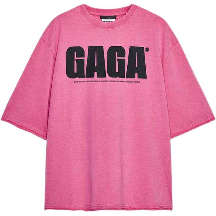 ZARA T Shirts Women's Pink Crew Neck Moderate Straight Fit