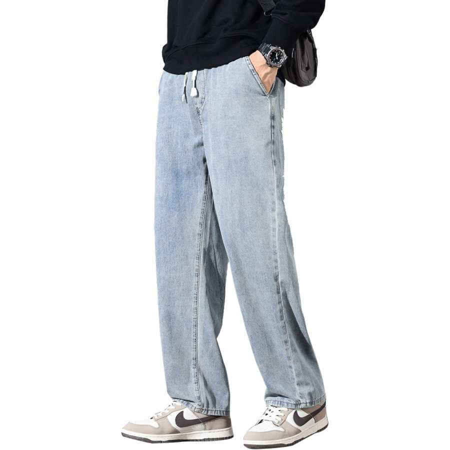 Tonlion Jeans Unisex Light Blue Moderate Straight Fit Pants