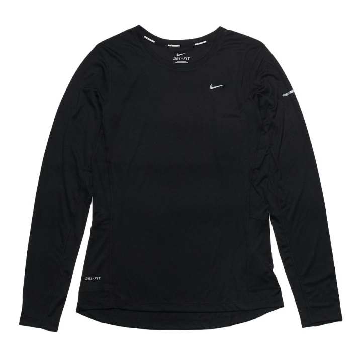 Nike Nike MILER T Shirts Women's Black Crew Neck Moderate