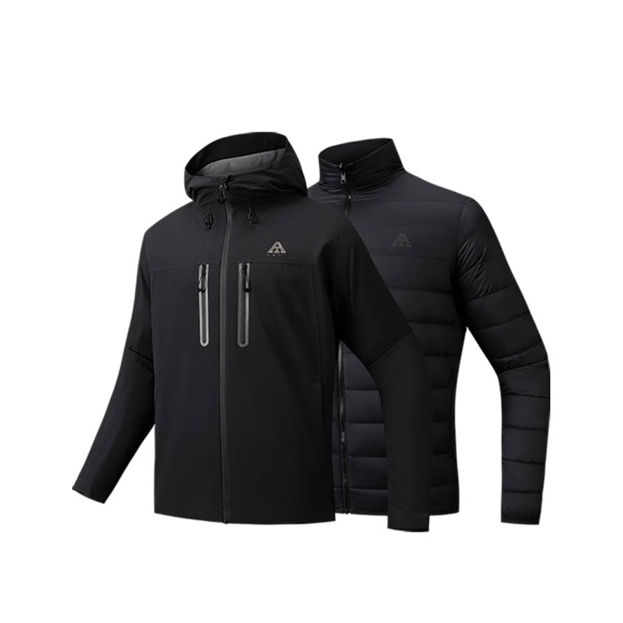 Anta Outdoor Collection Waterproof And Windproof To Keep Warm Windbreaker Jacket Men's Basic Black