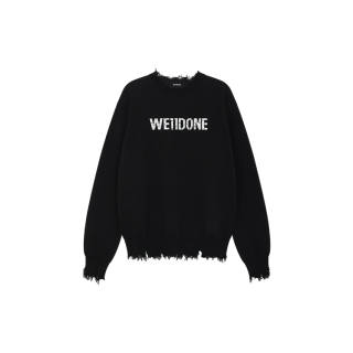 WE11DONE Knitwear Unisex Black Crew Neck Moderate Straight Fit