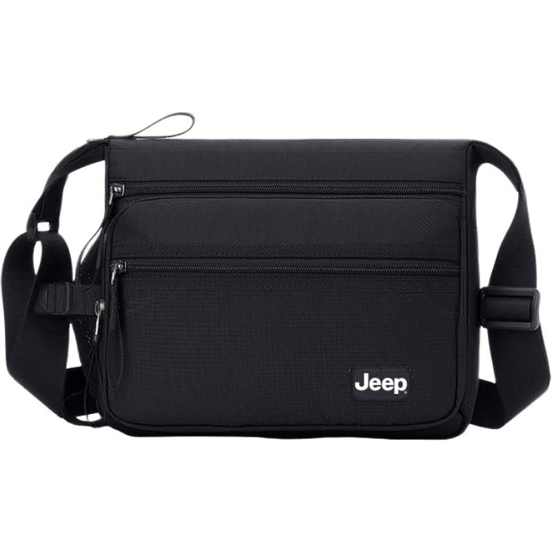 Jeep Oxford With Leather Film Bag Men's Black