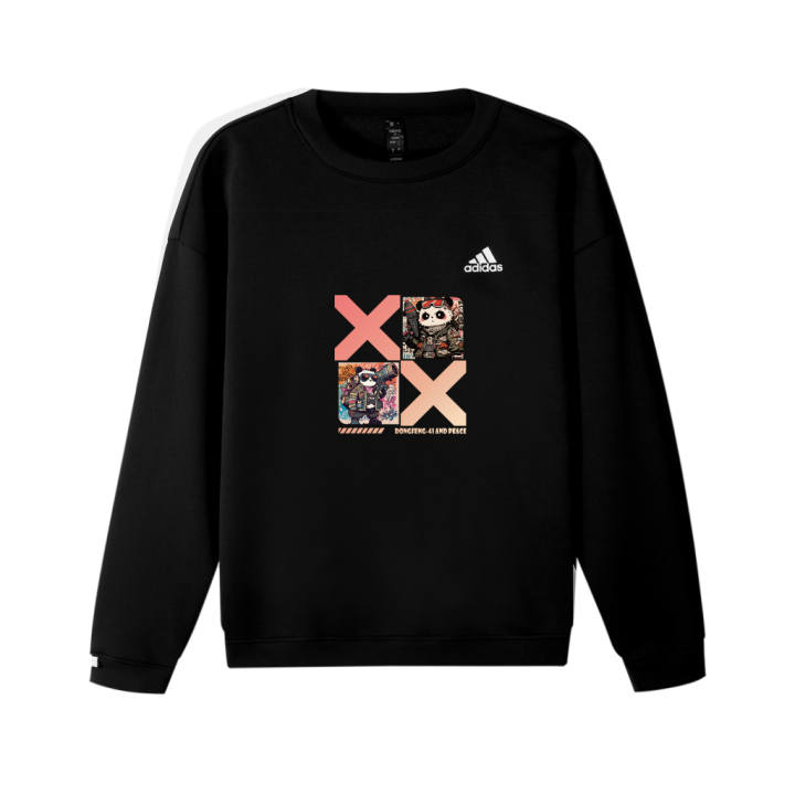 Adidas Adidas Fleece Lined Panda's Counterattack LABEL Logo Printed Pattern Crew Neck Pullover Long Sleeved Sweatshirt Unisex