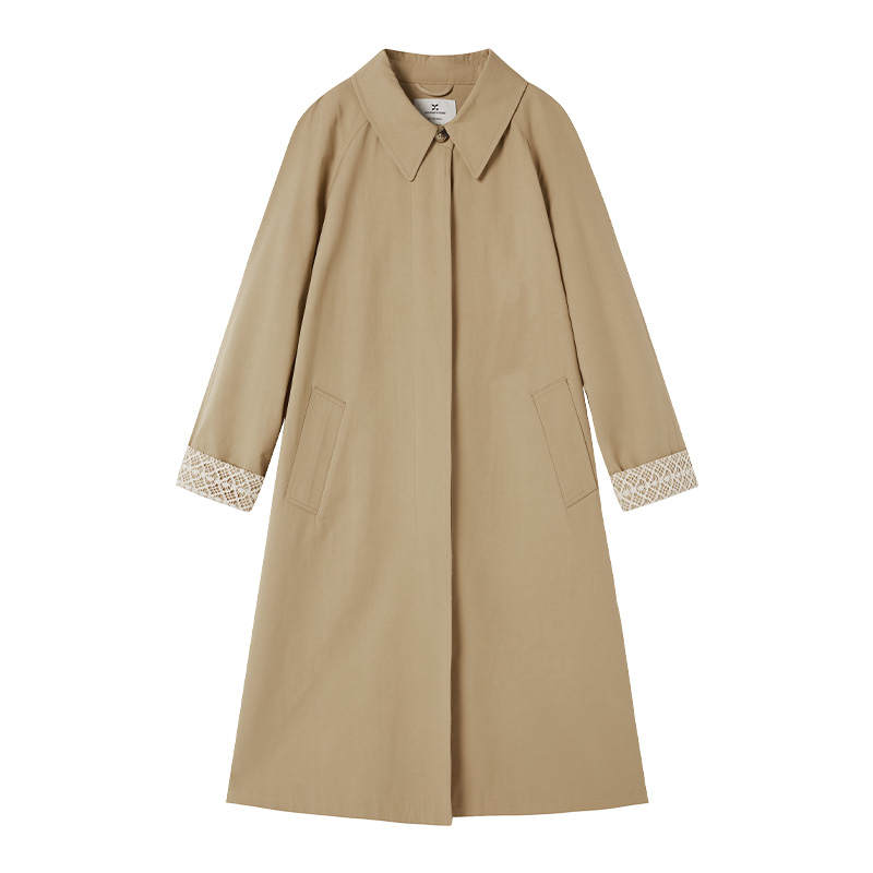 XIANGYING Trench Coats Women's Light Brown Lapel Moderate Other