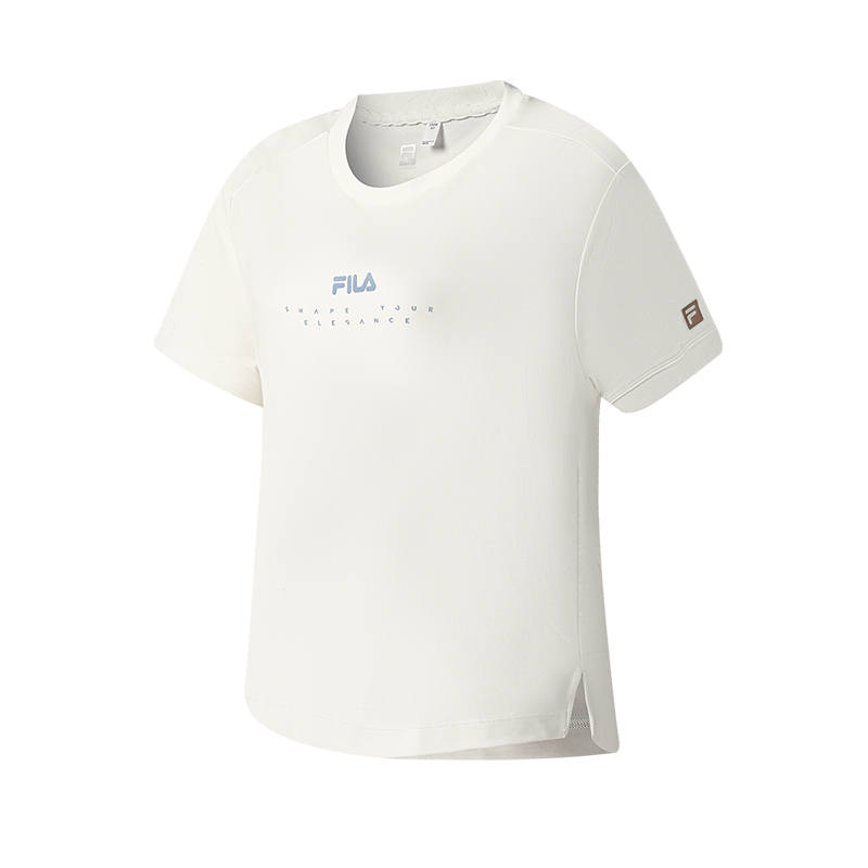 FILA Fitness T Shirts Women's Heron White WT Crew Neck Moderate Straight Fit